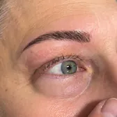 Brow lamination before and after at Veloura in Vaughan — fuller, brushed-up, defined brows
